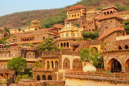 A breathtaking vista of the magnificent Neemrana Fort standing elegantly