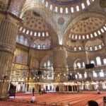 The intriguing interior work of the Blue Mosque in Istanbul, one of the most famous mosques in the world.