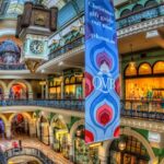 Queen Victoria Building, with domed roofs, one of the most popular places in shopping in Sydney Australia.