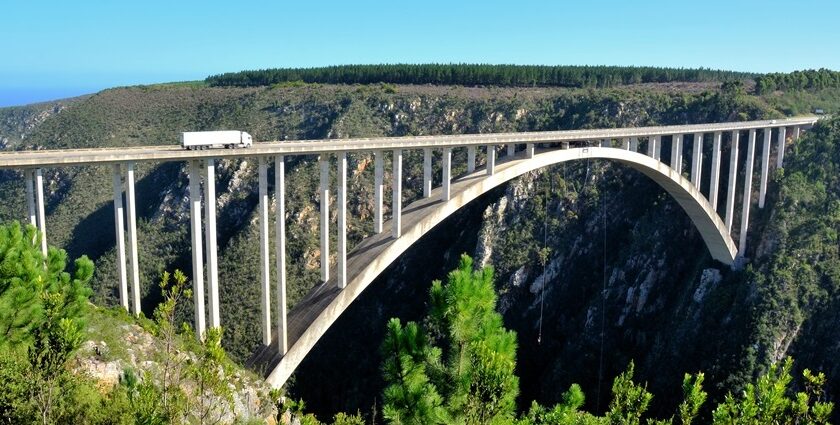 Bloukrans bridge bungee jump is an iconic landmark in Africa offering breathtaking view.