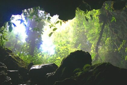 An image of the Crystal Maiden in Actun Tunichil Muknal Cave, San Ignacio, Belize.