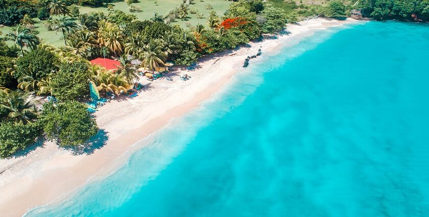 Grenada, the "Spice Isle," with lush forests, colonial architecture, and pristine beaches.