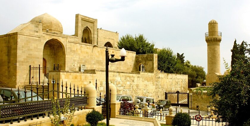 Palace of the Shirvanshahs in Baku’s Old City with domes, arches, and historic stone walls.