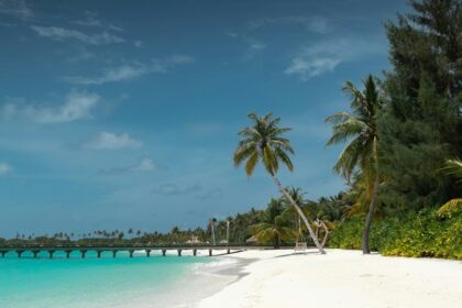 White beach and blue sea on Mantanani Island, one of the best places to visit near Kota Kinabalu.