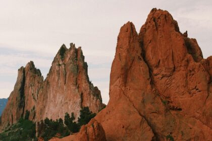 Garden of the Gods red rock formations with blue sky, one of the best places to visit near Denver.