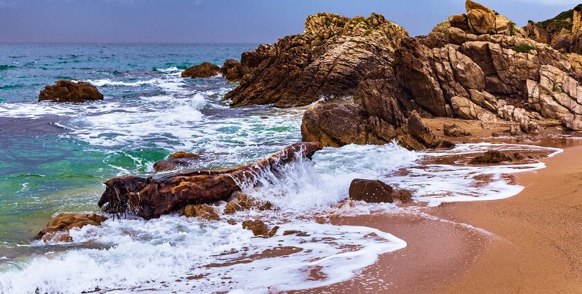 Rocky waves crash on shore at Şile, one of the best places to visit near Istanbul.