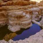 The ancient ruins of the Masada fortress on rocky cliffs, one of the historic places to visit near Jerusalem.