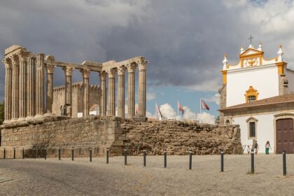 Ancient Roman Temple ruins in Évora, one of the best places to visit near Lisbon.