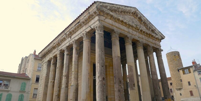 The ancient Roman temple of Augustus and Livia, one of the historic places to visit near Lyon.
