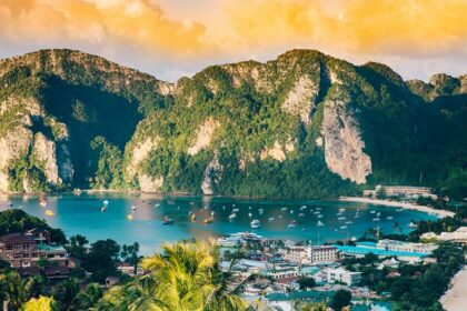 Phi Phi Island with turquoise water and limestone cliffs, one of the best places to visit near Maldives.
