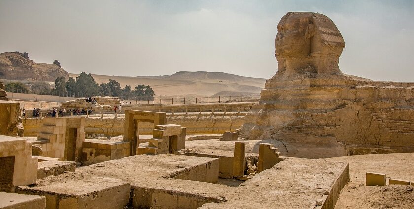Pyramids of Giza, Egypt, an iconic ancient places to visit near Qatar for history.