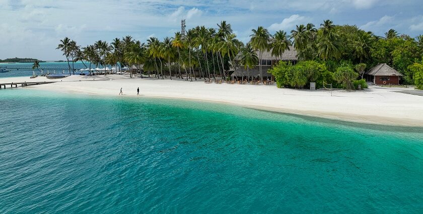 Turquoise beach in the Maldives, a tropical gem among places to visit near Seychelles.