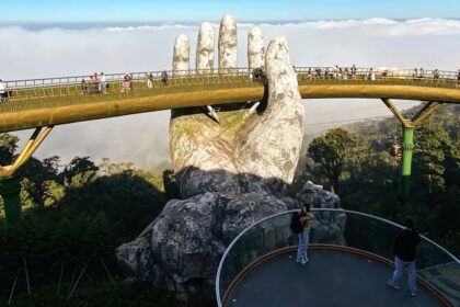 The Majestic Golden Bridge in Vietnam showcases breathtaking views and places to visit near Thailand.