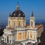 Aerial view of Superga Basilica, one of the top places to visit near Turin, Italy.