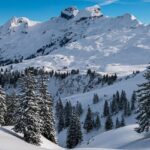 Scenic view of Grächen with snow-covered mountains, charming places to visit near Zermatt.