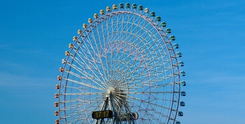 Riding the vibrant Ferris wheel is one of the best things to do in Nagoya at night.