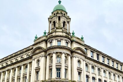 Grand historic brick building of John Bell House in Belfast, Northern Ireland, one of the best things to see in Northern Ireland.