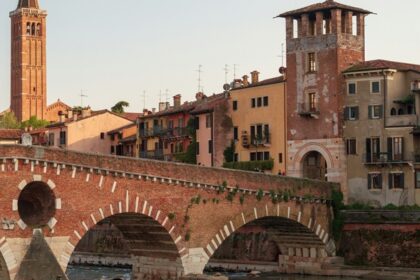 Puente Pietra stone bridge over the Adige River in Verona, one of the best places to visit near Venice.