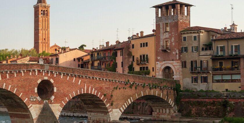 Puente Pietra stone bridge over the Adige River in Verona, one of the best places to visit near Venice.