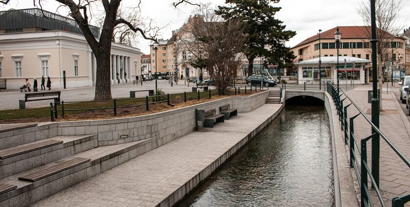Canal and historic buildings in Baden bei Wien, one of the best places to visit near Vienna.
