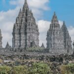 Majestic Prambanan Temple at sunset, a stunning place to visit near Yogyakarta.