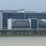 A distant view of the Mother’s Wax Museum from across the Eco Park Water Body in Kolkata