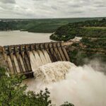 Markonahalli Dam under a cloudy sky, a peaceful spot among places to visit near Gubbi.