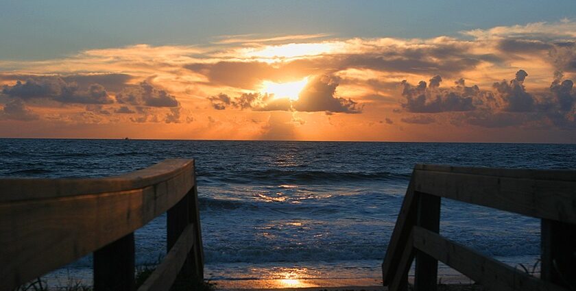 Ponte Vedra Beach in Florida with its vast blue sea hitting the shore, one of the best things to see in Ponte Vedra Beach FL.