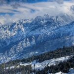Stunning view of snow-covered mountains with clear skies, refliecting what is Auli famous for.