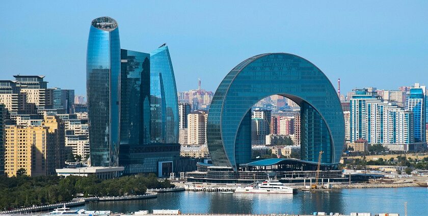 Baku waterfront cityscape showcasing modern skyline and historic charm, what is Baku famous for.