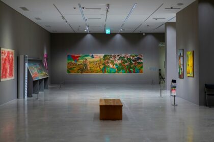 Interior view with traditional paintings adorning the walls, one of the best art galleries in Kerala.
