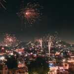 Fireworks light up the night sky during the Diwali celebration in Delhi.