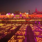 Thousands of diyas light up Ayodhya's riverfront ghats during Diwali in Ayodhya.
