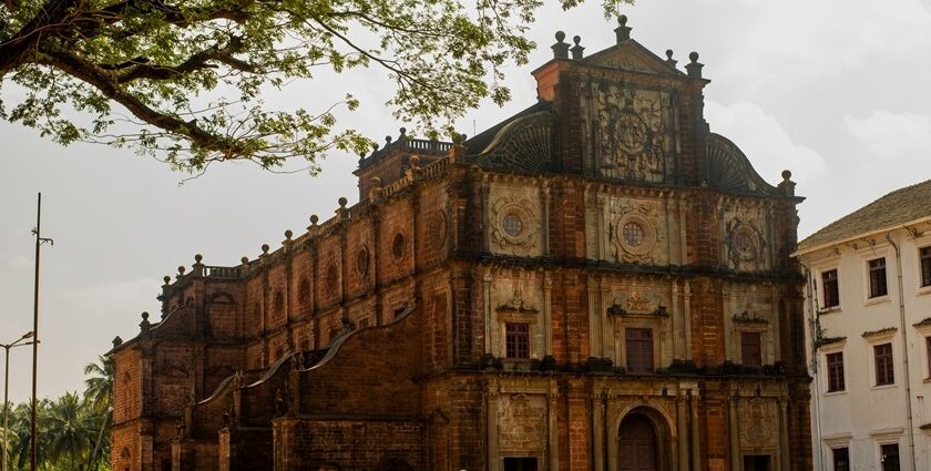 Pilgrims gather at the Basilica of Bom Jesus during the St. Francis Xavier festival in Goa.