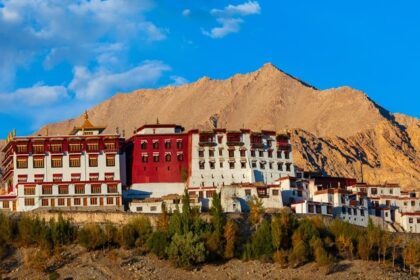 Scenic view of Phyang Monastery’s exterior during vibrant festivals in Ladakh.
