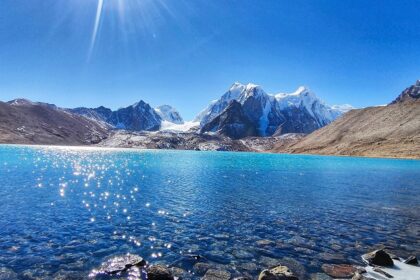 Gurudongmar Lake, with snowy peaks and clear blue water, one of the best hill stations in Sikkim.