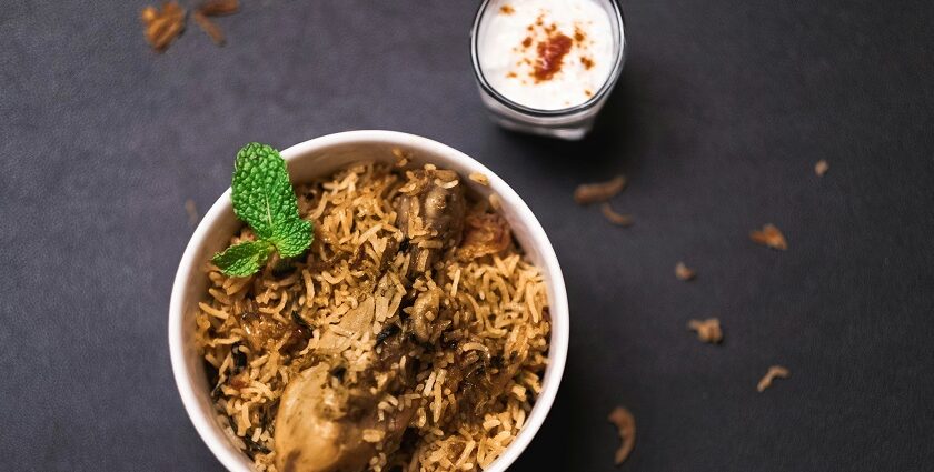 Chicken biryani served hot at one of the popular Indian restaurants in Antalya Turkey.