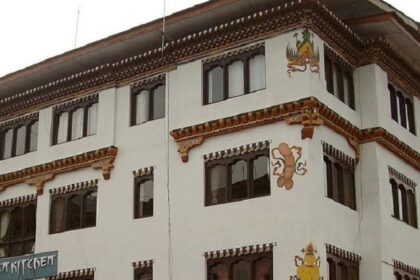 Phallic painting on the walls of a restaurant, which is a traditional motif used in Bhutan, one of the Indian restaurants in Bhutan.