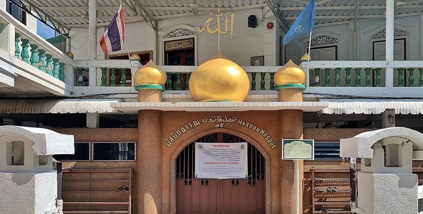 Entrance of Haroon Mosque in Bangkok, a historic gem among mosques in Thailand.