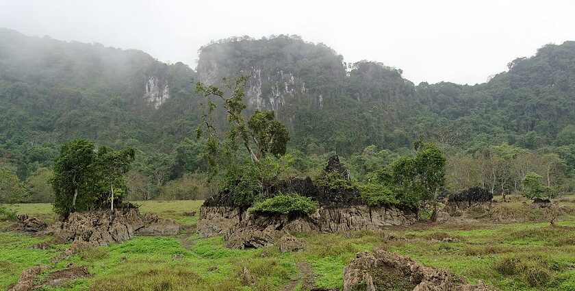 Misty hills and rocky outcrops at Cat Ba, one of the top national parks in Vietnam.