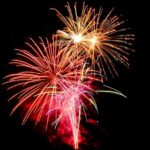 Colorful fireworks lighting up the night sky during vibrant celebrations of new year in Cambodia.