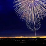 Colourful fireworks display celebrating the new year in Karnataka at midnight.