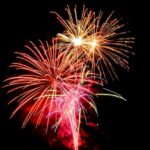Colorful fireworks lighting up the night sky during New Year in Rajasthan celebrations.