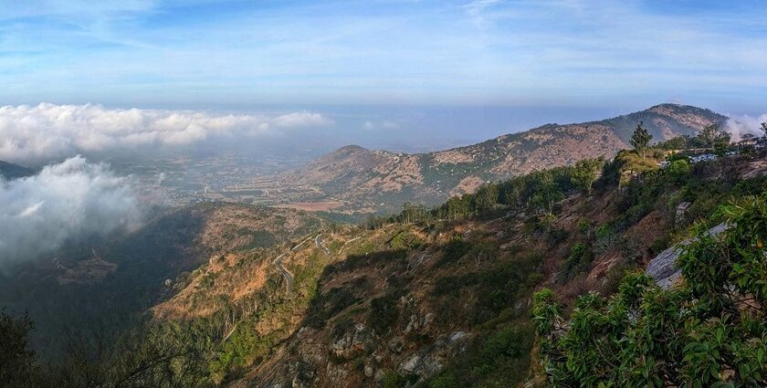 Scenic sunrise view from Nandi Hills, a popular spot among picnic places in Karnataka.