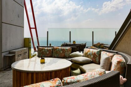 Rooftop lounge at Frank Ross Cafe, one of the pure veg restaurants in Darjeeling.