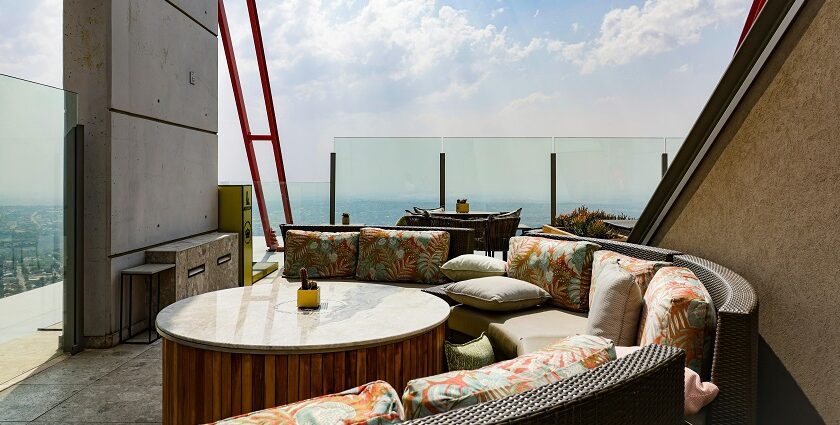 Rooftop lounge at Frank Ross Cafe, one of the pure veg restaurants in Darjeeling.