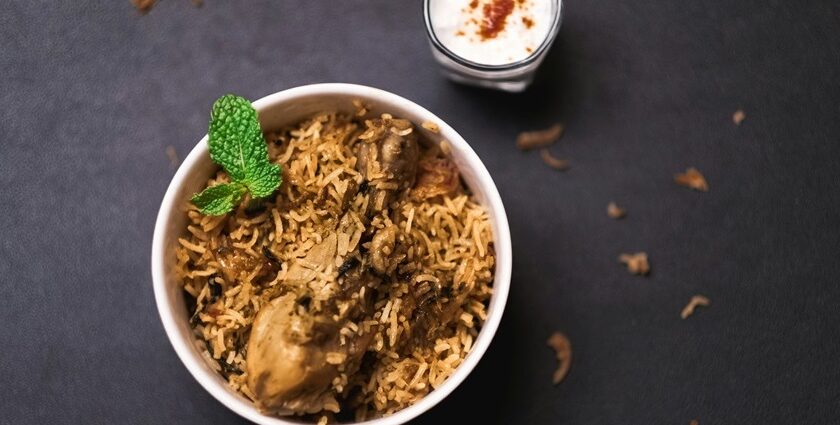 Delicious chicken biryani served hot at one of the best restaurants in Jayanagar Guwahati.