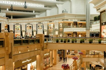 Modern Aeon Mall interior with branded stores, ideal for shopping in Cambodia.