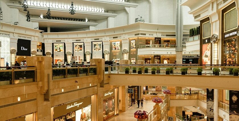 Modern Aeon Mall interior with branded stores, ideal for shopping in Cambodia.