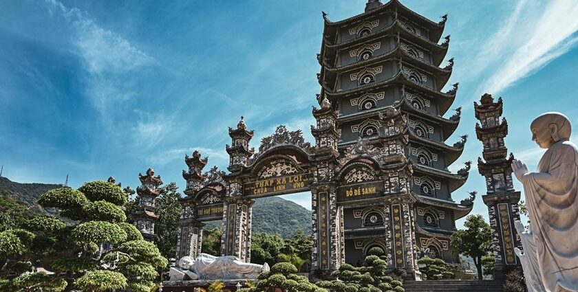Ba Thien Hau Temple in Saigon with ornate decor among temples in Vietnam.